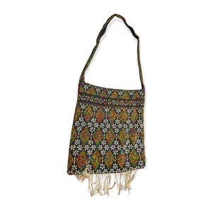 Vintage Plastic Beaded & Fringe Shoulder Bag